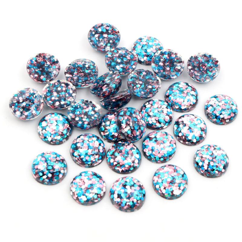 40pcs 12mm Resin Cabochons Dome Sequin Build-in DIY Jewelry Making Accessories Findings for Necklace Earrings
