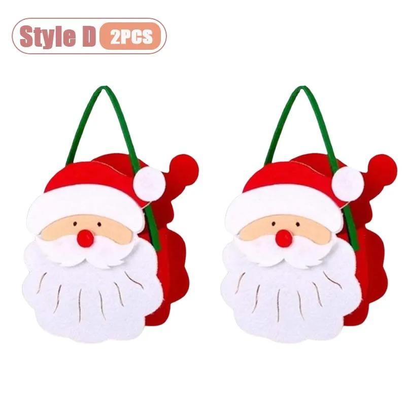 1-8PCS Christmas Felt Handbag Cute Cartoon Candy Gift Bag for Kids Decorative Hand Carry Holiday Tote for Children
