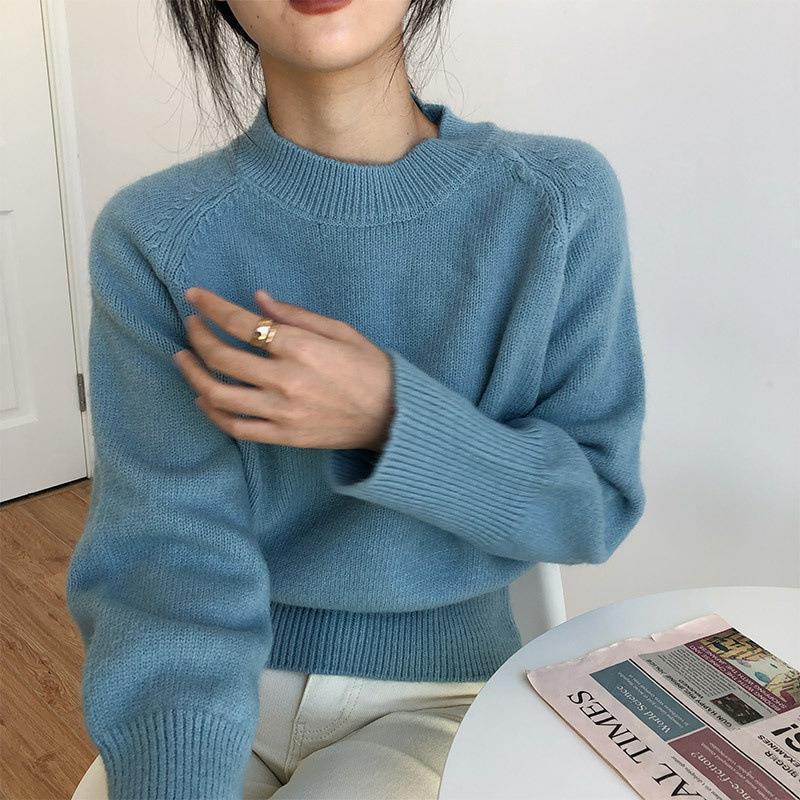 French Elegant Solid Sweaters Women Casual Half Turtleneck Jumpers Pullovers Autumn Winter Female Fashion Warm Knitted Sweater