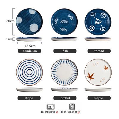 7.8 Inch Japanese Dinner Dishes Round Serve Plate Pasta Steak Dinner Plate Microwave Ceramic Kitchenware