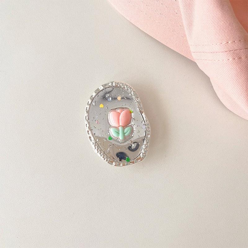 

Flower Sparkling Pink Phone Airbag Bracket Korean Ins Style Adhesive Scalable Tulip Women s Watching Support