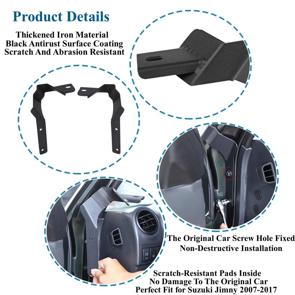 Car A Pillar LED Work Lamp Light Bar Mounting Bracket Stand Support Holder for Suzuki Jimny 2007-2017 Auto Exterior