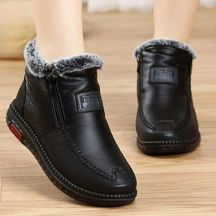 Mother's Cotton Shoes Thickened Winter Casual Flat-bottomed Lightweight Non-slip Soft-soled Loose Warm Cotton Boots for The Elderly