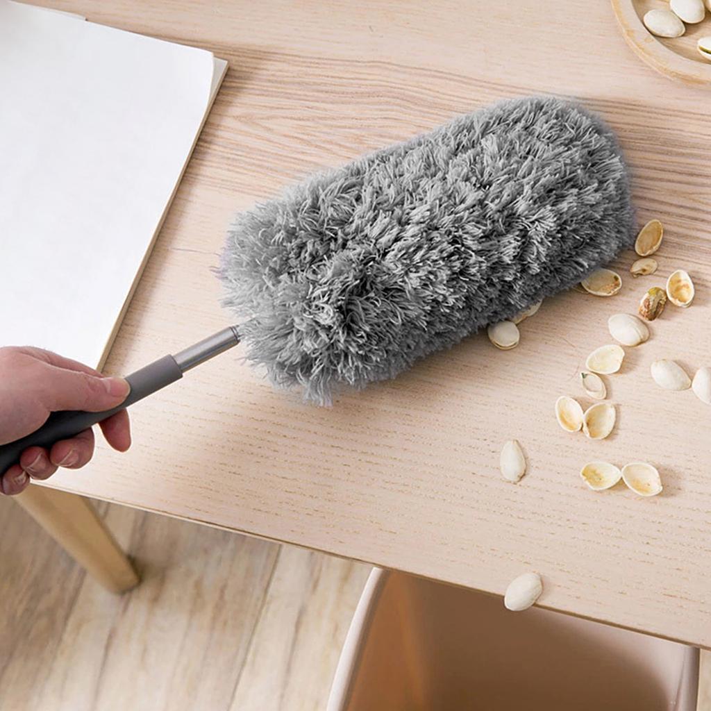 Microfiber Duster Brush with Extension Pole Washable Hand Duster Bendable Head Cobweb Brush for Cleaning Ceiling Fan Furniture