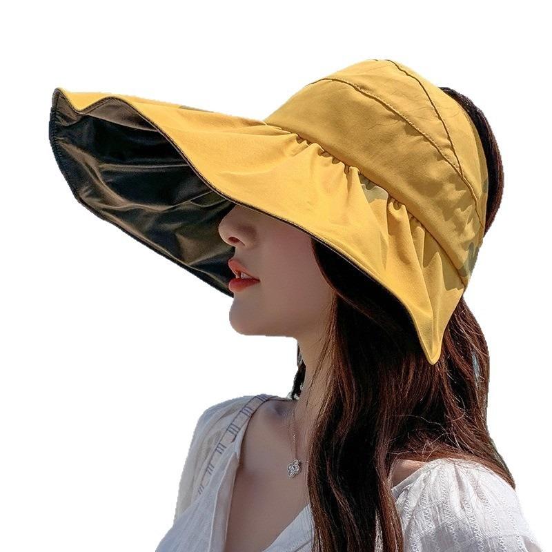 Summer Vinyl Big Brim Sun Hat Showing Face Small Bucket Hat Seaside Vacation Sun Shade Sun Hat