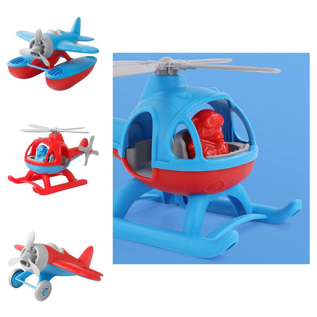 Durable Plastic Aircraft Model Toy Cartoon Beach Airplane Wwii Fighter Jet Helicopter Red/blue