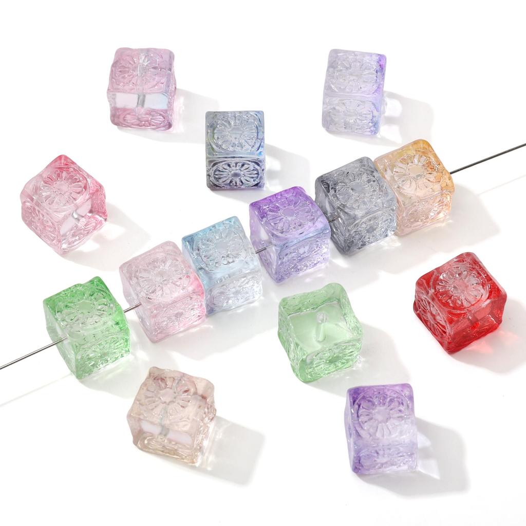 5Pcs Glass Beads Magic Cube Loose Spacer Beads for Jewelry Making DIY Bracelet Necklace