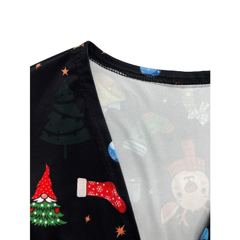 Long - Sleeve Open - Front Christmas Cardigan for Women, Multifaceted Holiday Prints, Soft Fabric, Perfect for Holiday Gathering