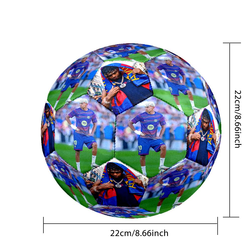 Lamine Yamal 19 Barcelona Player Action Size 5 Soccer Ball Machine-Stitched Indoor/Outdoor Training and Matches Ideal for Soccer Enthusiasts