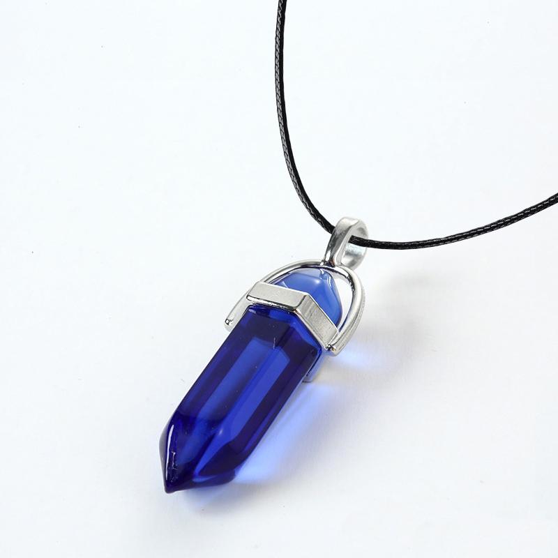 2025 Hexagonal Column Quartz Necklaces Turquoises Pink Crystal Pendent Necklace For Women Chain Natural Stone Choker Jewelry