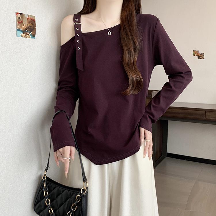 New Plus Size Women s Off-the-Shoulder Long-Sleeve Top - Stylish Pure Desire Style XL темно-фиолетового