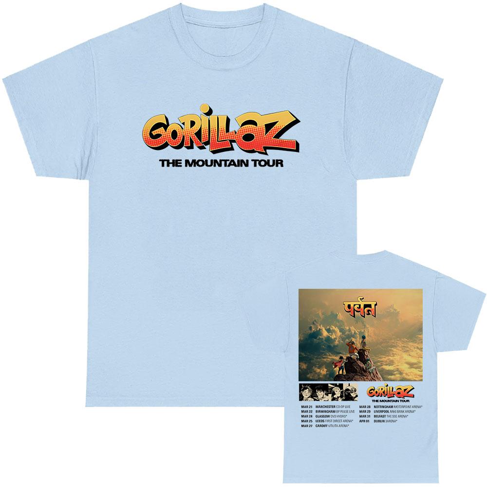 

Gorillaz The Mountain Tour 2026 Футболка Короткий Рукав Вільна Чоловіча/Жіноча Футболки Мода Вільний Унісекс Вуличний Одяг Хіп-Хоп Одяг XL