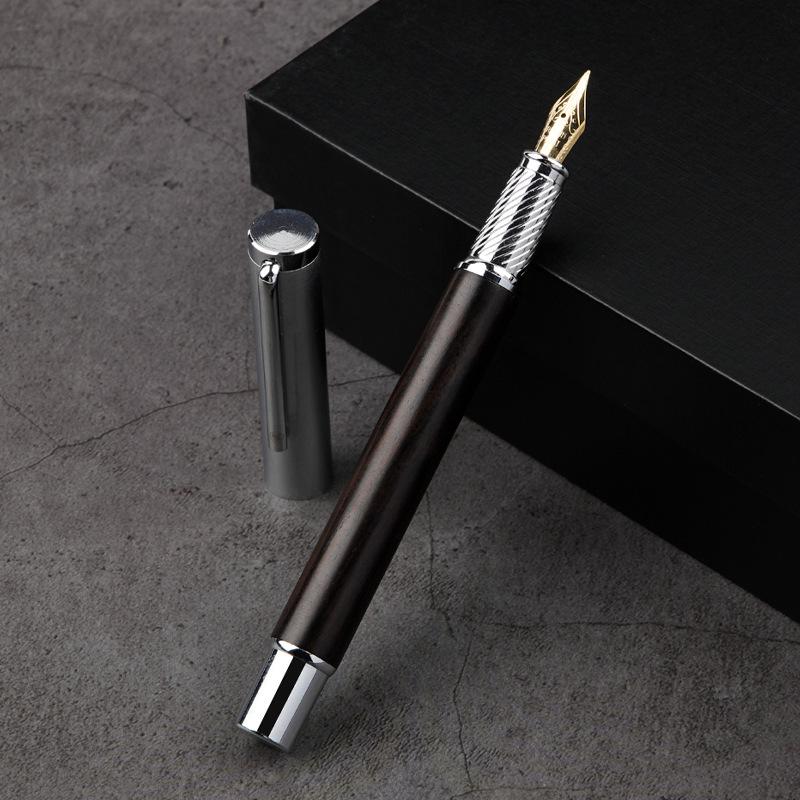 Solid Wood Fountain Pen with Gift Box and Ink Sac, Custom Logo Option Available