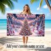 Christmas Theme Quick Dry Beach Towel Custom Name Text Print Large Sand Resistant Towel Beach Vacation