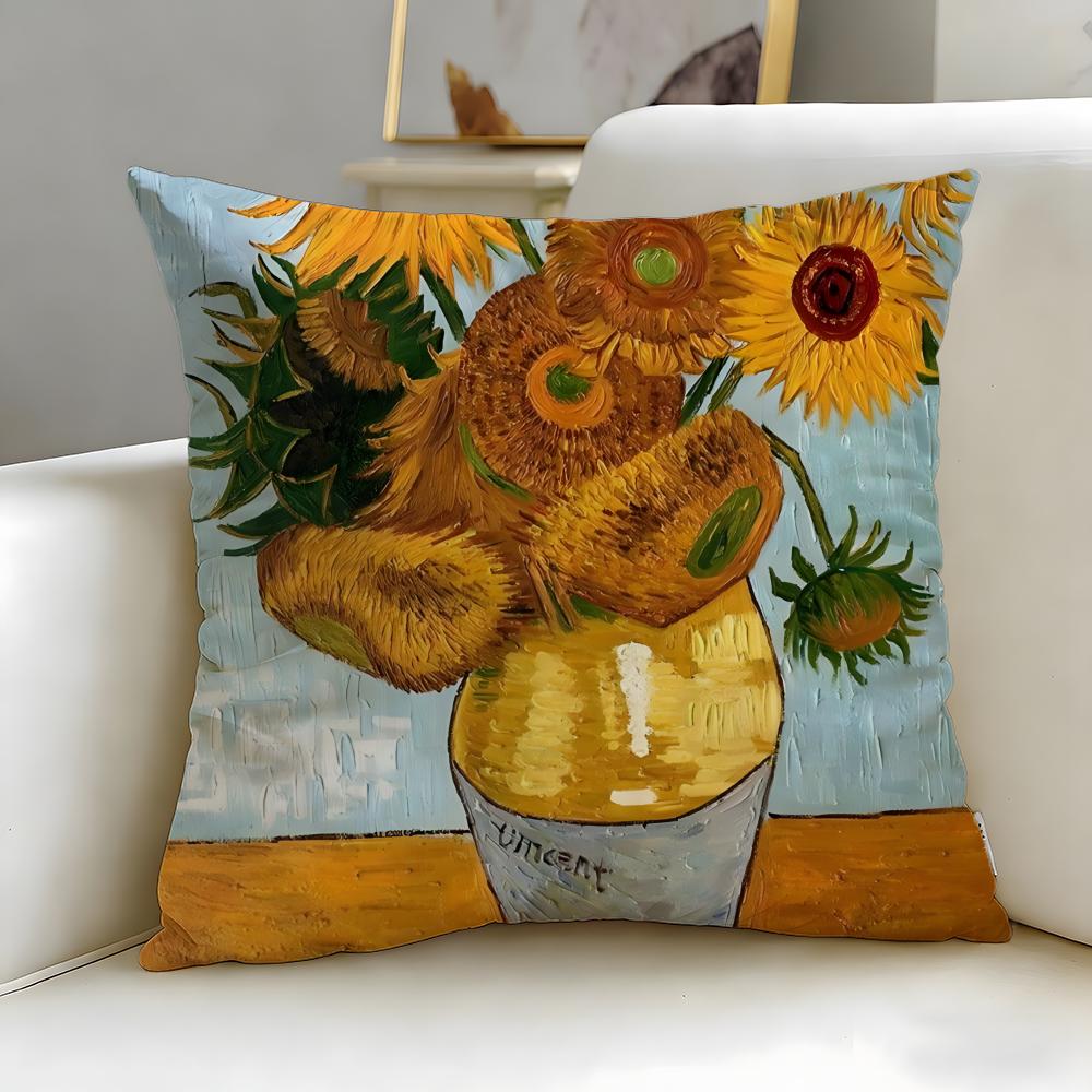 כיסוי כרית קלאסי של האמן וינסנט ואן גוך – רך וקל לכביסה – רב-שימושי לספה, למיטה, לנסיעות ולמשרד