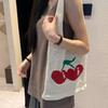 Summer Hollow Out Shoulder Bag Cherry Desing Knit Bag Hand Woven Fashionable Beach Simple Shopper Totes