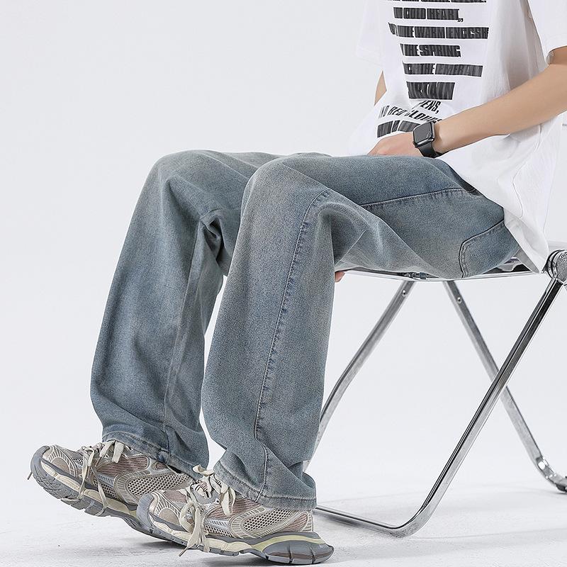 JYL New Wide Straight Jeans for Men, Basic Multicolor Universal Elastic Pants In Spring.