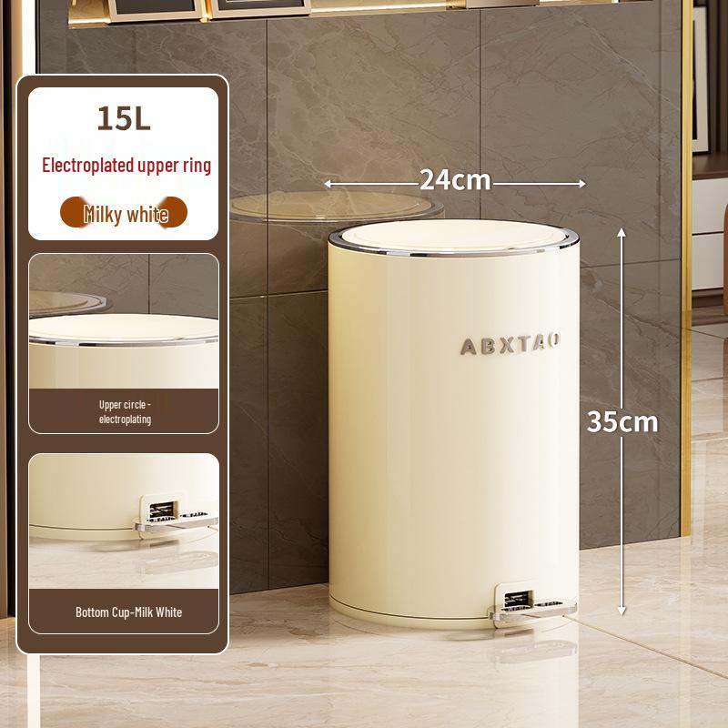Large Capacity Metal Trash Can with Sealed Lid & Foot Pedal for Home