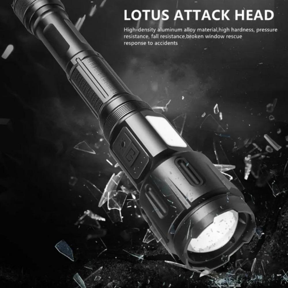6000lm Strong Light Flashlight 18650 Battery Flashlight Ultra-long Distance USB Charging Outdoor Telescopic Zoom Super Bright Torch