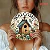2D Metal Wreath Sign, Round Wall Art Decor for Home, Living Room, Bathroom, Halloween Gift