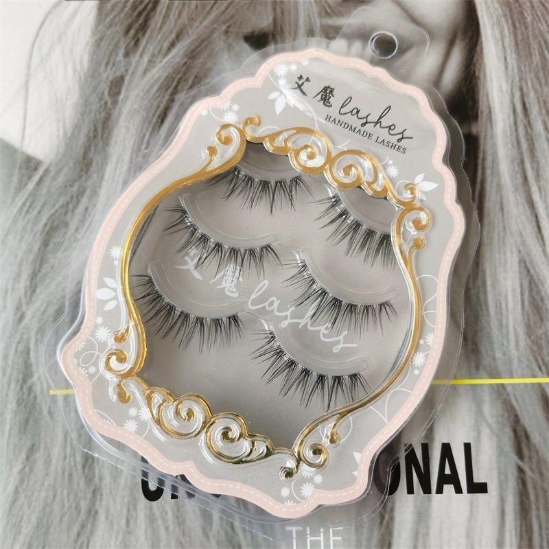 Aimo - Set aus 3 Paar: Natürliche, zarte künstliche Wimpern
