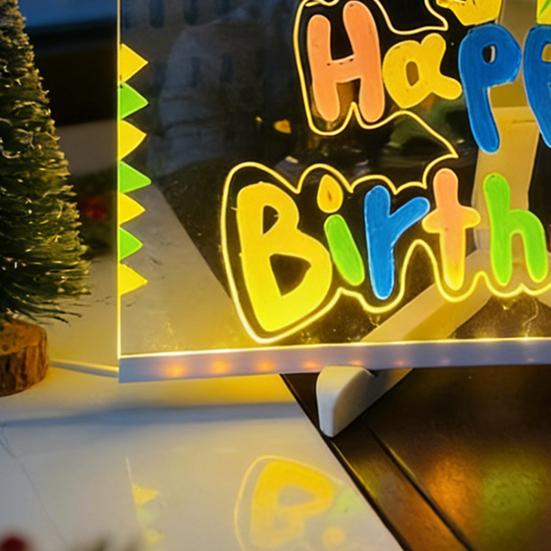 LED Note Board with Colors Light-Up Message Board Acrylic Dry Erase Board with Light Kids Adults Writing Drawing Board with Stand