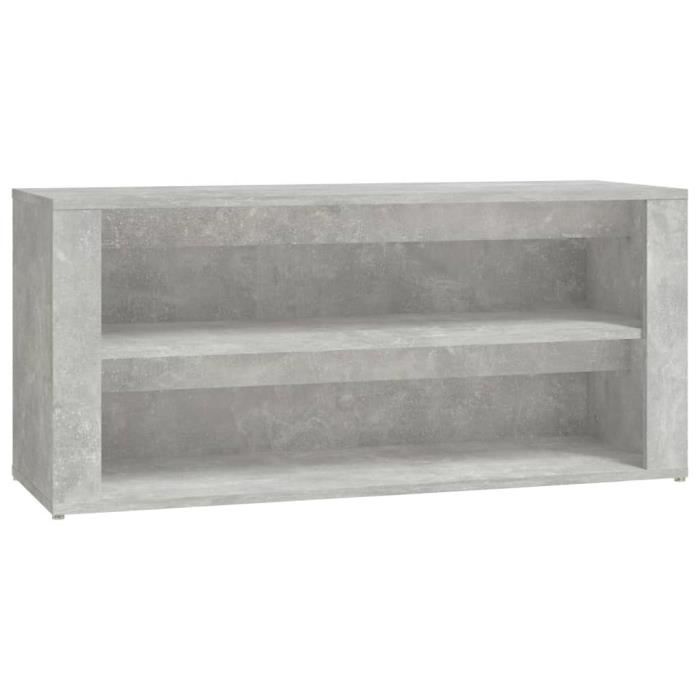 816908 vidaXL Étagère à chaussures Gris béton 100x35x45 cm Bois d'ingénierie