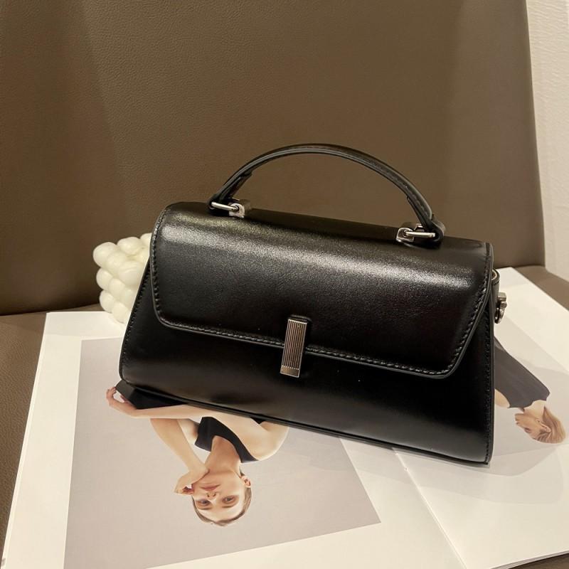 

Vegetable Tanned Cowhide Square Bag Women s All-matching Cross-section High-end Genuine Leather Single-shoulder Handbag 869 Simple чорний