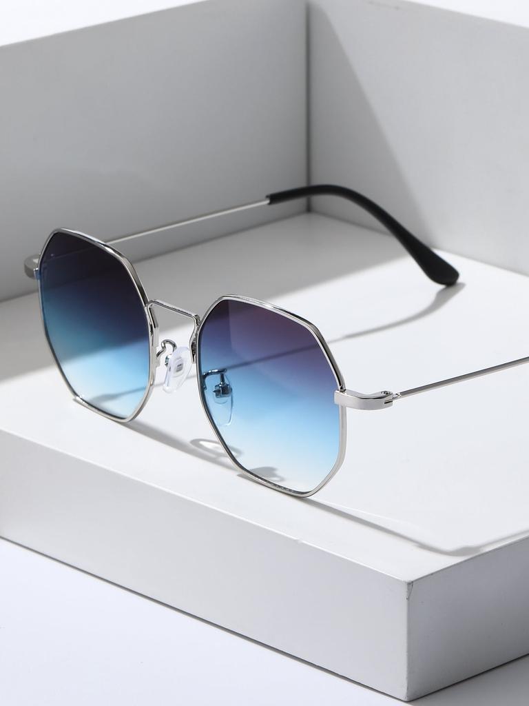 1PC Metal Irregular Fashion  Frame Women Sunglasses For Daily Life Men Shades Vacation Outfits Accessories.