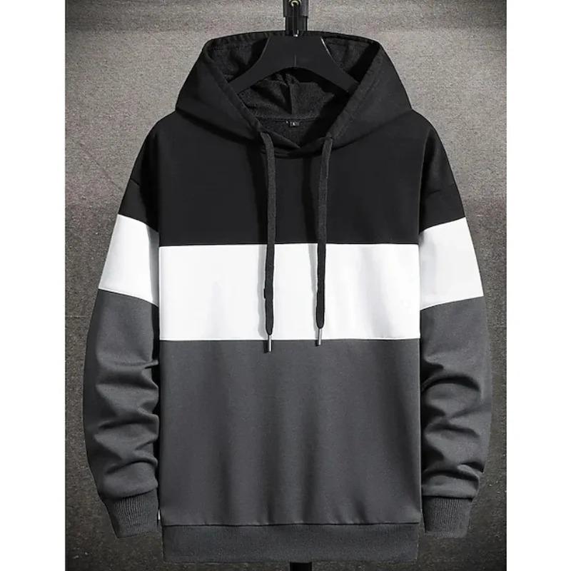 Men's Hoodies 3D Color Block Print Sweatshirts For Men Casual Fashion Simple Style Oversized Pullover Autumn and Winter Top