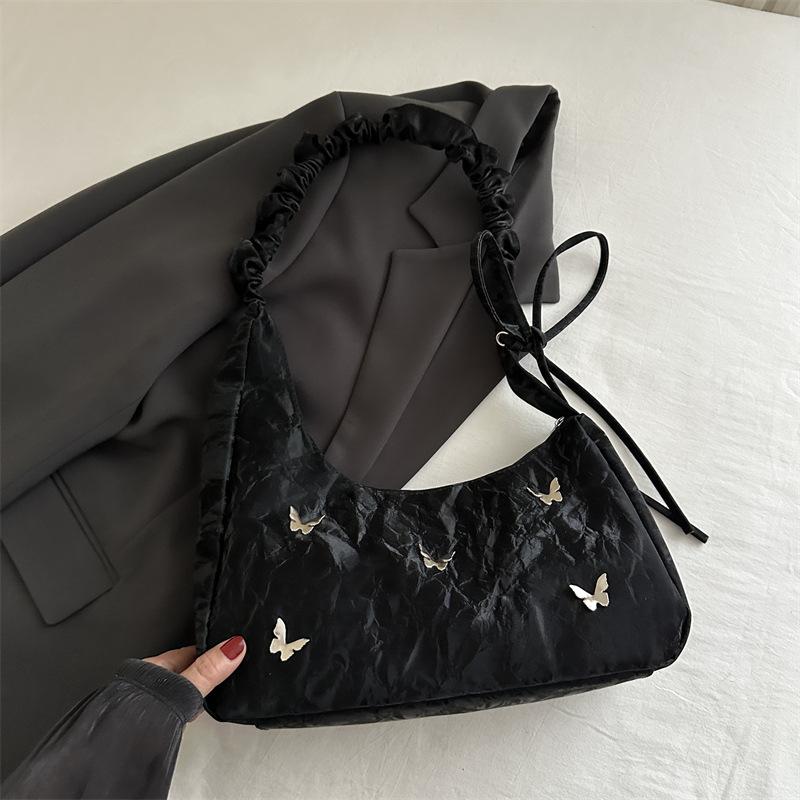 Butterfly Large-Capacity Bag Autumn Shoulder Armpit Bag Fashion Foreign Commuter Pleated Messenger Bag