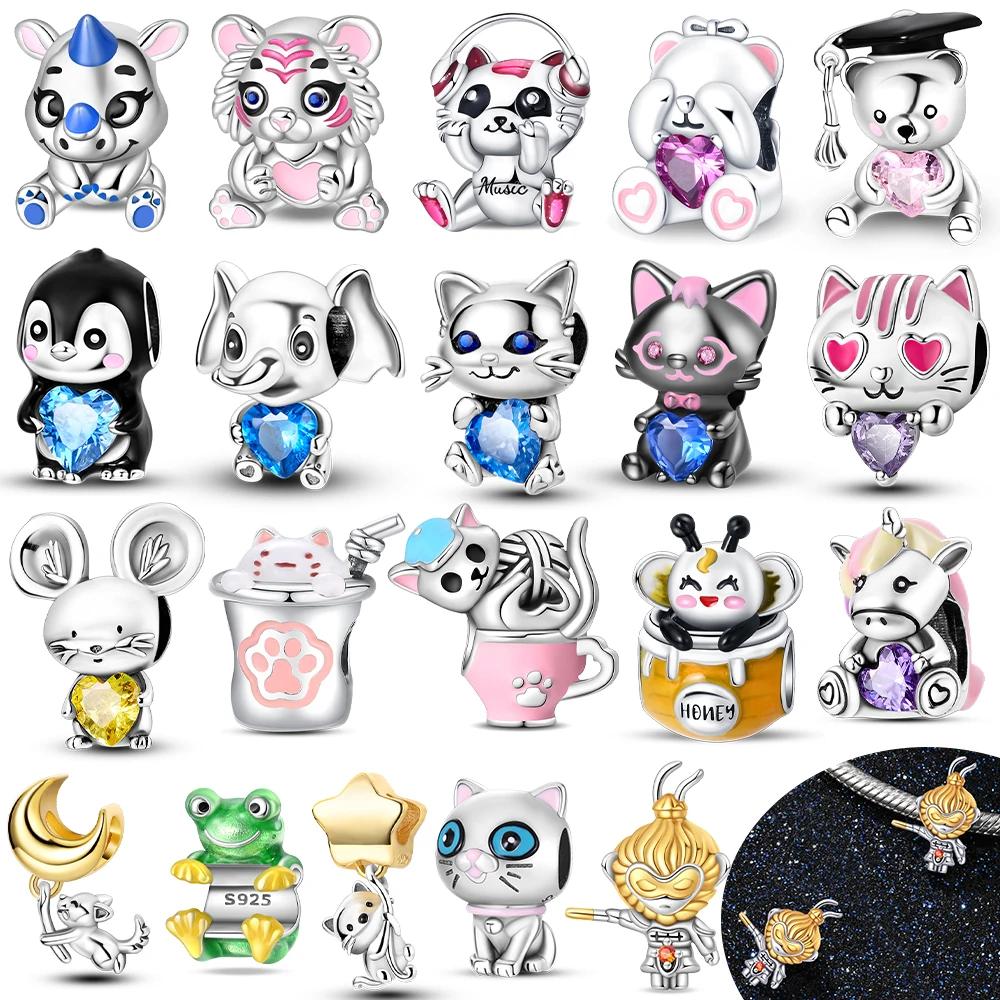 Owl Squirrel Bear Hedgehog Cute Animal Series Creative Copper Charms Beads Fit Pan Original Bracelets Diy Jewelry