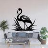 Black Metal Flamingo Wall Decor 3D Shadow Effect Tropical Home Art Modern Garden Sculpture