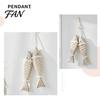 Coastal Wall Art Rustic Nautical Wooden Fish Decor, Beach Style Hanging Creative House Decor Ornament with Fishing Net for Lake House, Bedroom,