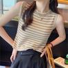 Striped Knitted Vest Suspender Women's Summer New Design Sense Outer Wear Wide Inner Sleeveless Student Top Women