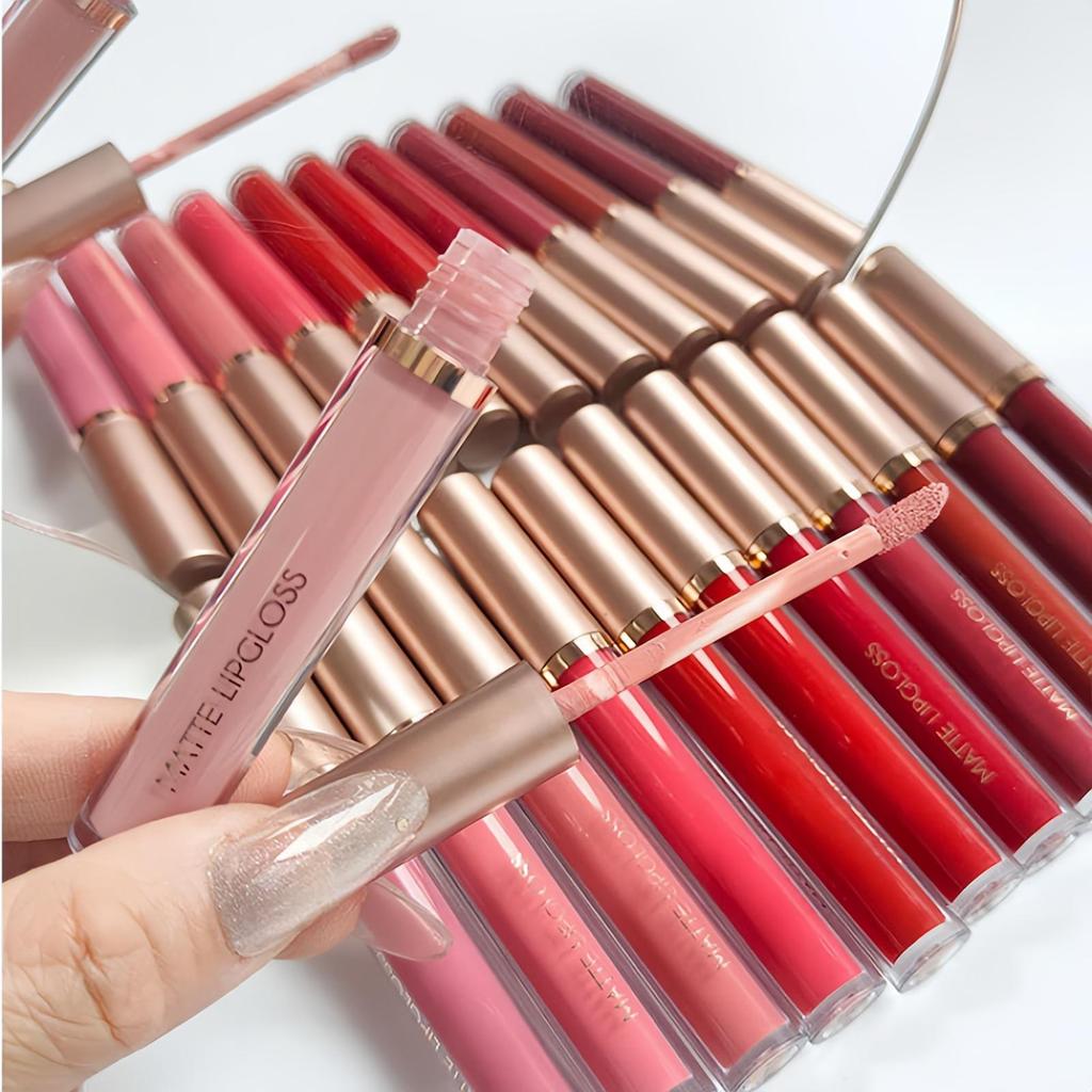 Sexy and Long-lasting Matte Liquid Lipstick Long Lasting Non Transfer Nude & Dark Shades 12 Colors Waterproof Lip Gloss Women's Beauty