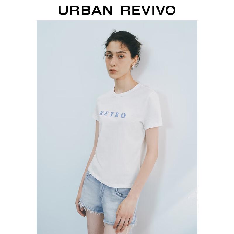 UR 2025 Autumn Contrast Letter Print Short Sleeve T-shirt