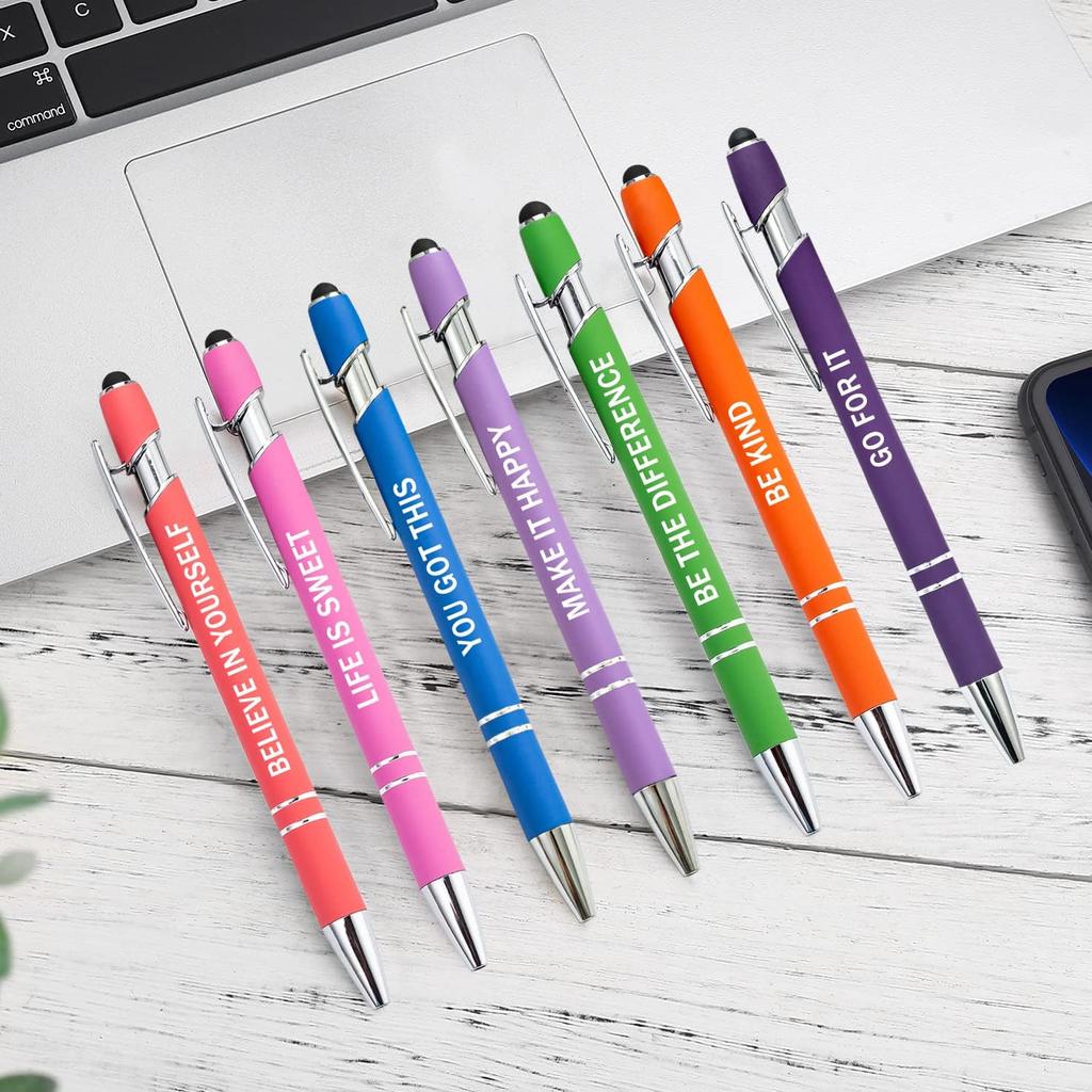 PASISIBICK 12 Pieces Motivational pirational Quotes Snarky Screen Touch Stylus Ballpoint Pens, Office Encouraging Scriptures, Black Ink (12