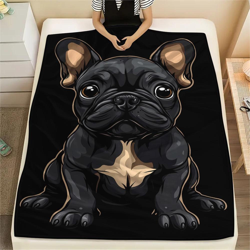 French Bulldog Sausage Dog Print Flannel Blanket,High Quality Comfortable for All Seasons,Home Decor,Warmth and Comfort,Perfect for Christmas Gifts
