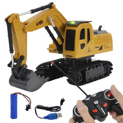 6-Pass Simulation Remote Control Excavator Electric Toy, Alloy Construction Vehicle Model Children'S Remote Control Toy Car
