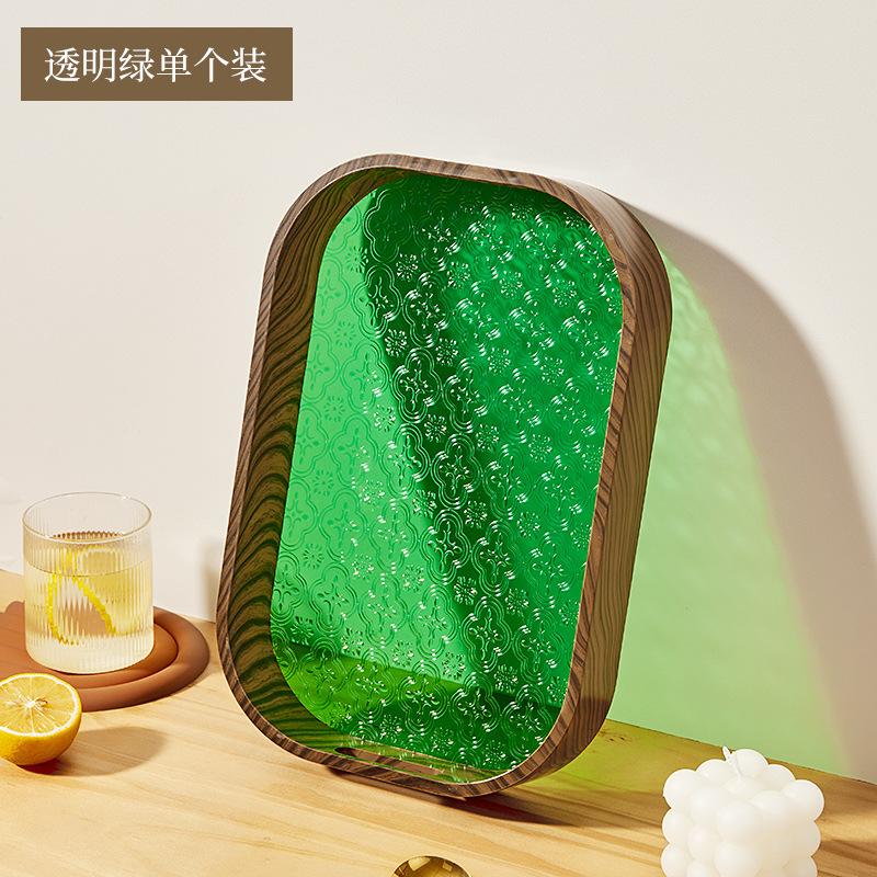 Rectangular Dried Fruit Plate Retro Transparent Storage Tray Home Living Room Coffee Table Tea Cup Storage Plate Home Decor