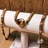 Bohemian Natur Tigerauge Stein Handgeflochtenes Armband Mode Kreativ Unisex für Täglich Party Urlaub Karneval