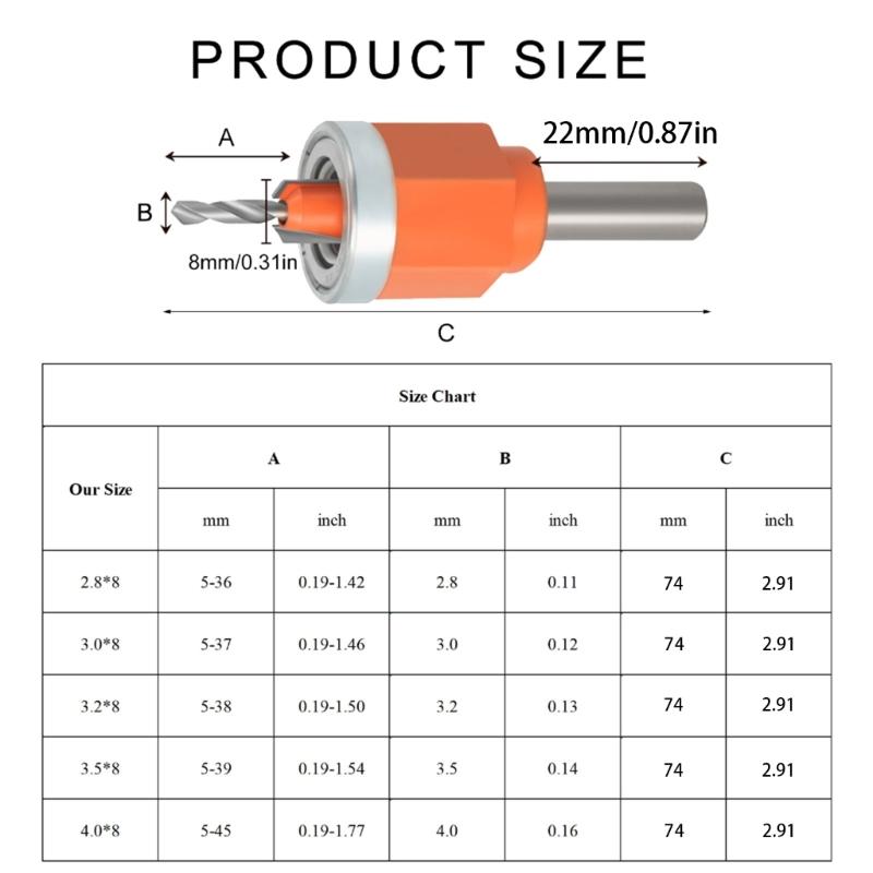 5/6Pcs Countersink Drill Bit Woodworking Counterbore Hole Drill Bits Countersink Bit Depth Adjustable Drill Drilling