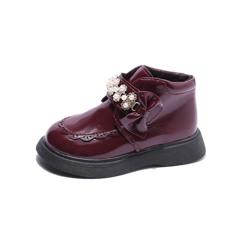 BotasPlatform Girl  Shoe Autumn Winter Two Cotton Child Princess Boot Warm Ankle Boot Soft Soled Leather Boot Fashion Child Shoe
