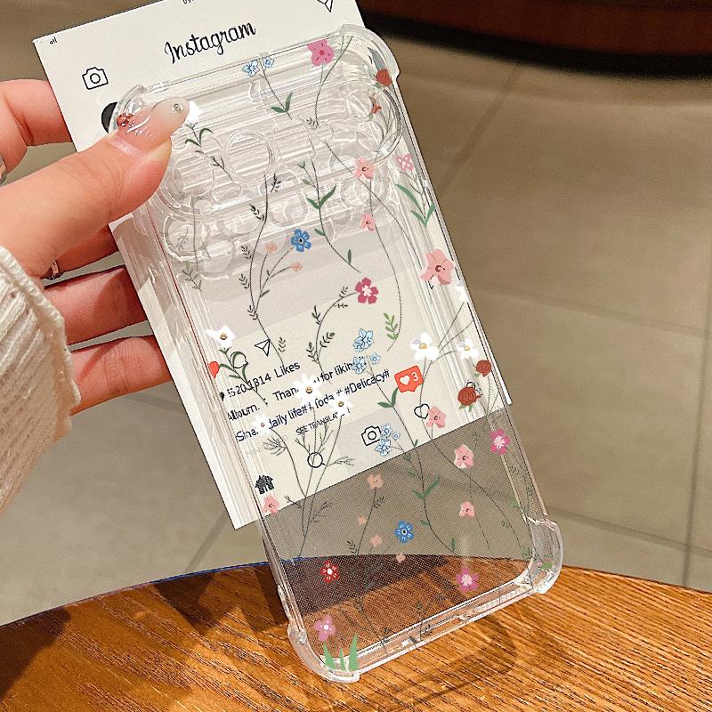 Black Rose Floral Pattern Case For Google Pixel 9 Pro XL 9A Shockproof TPU Silicone Clear Soft Cover