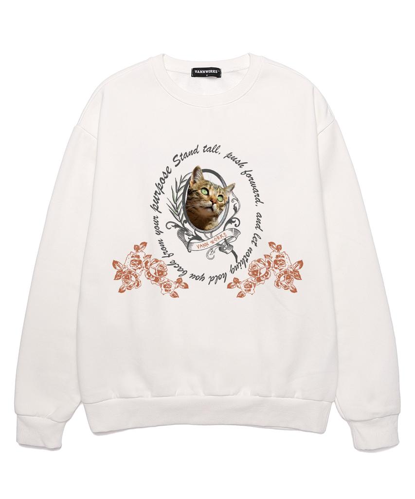 VANNWORKS Proud Cat Oversized Sweatshirt (Vls0112) White (Type B)