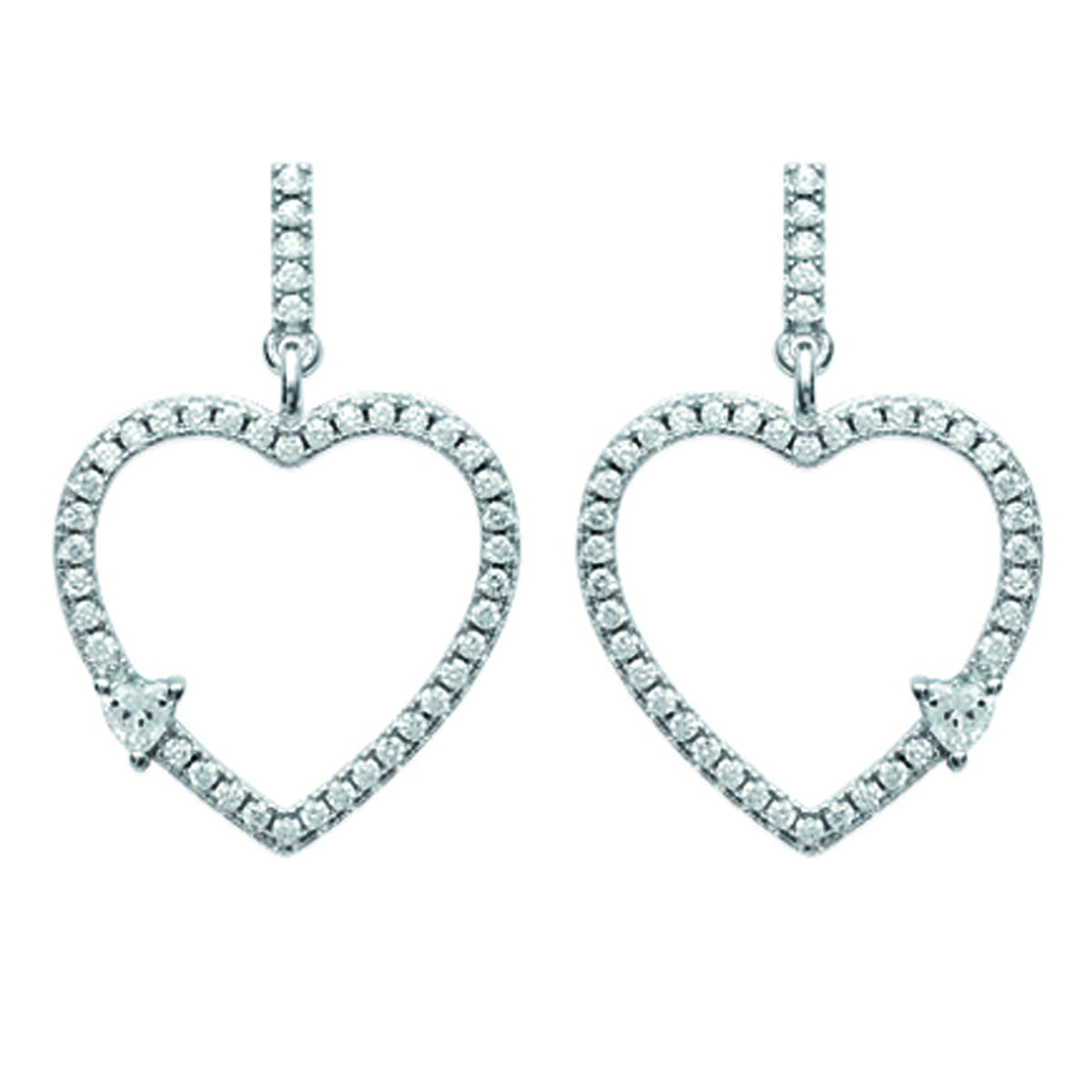 

Les Trésors De Lily [M5578] - Boucles Argent Love blanc argenté (rhodié) - 24x16 mm