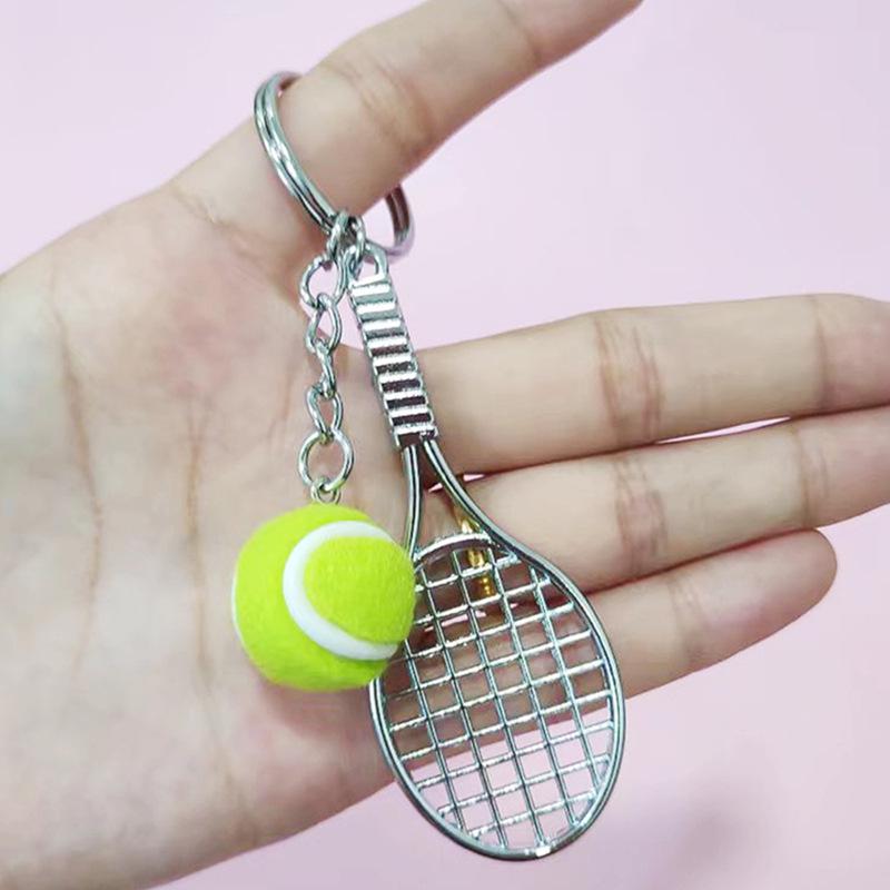 Creative Tennis Racket Keychain Pendant - Sports Gift & Backpack Accessory