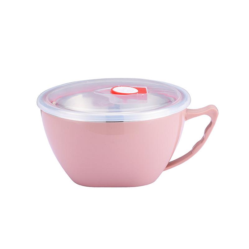 1 x Nudelschüssel aus massivem Edelstahl mit Griff, Lebensmittelbehälter, Reisschüssel, Suppenschüsseln, Instant-Nudeln