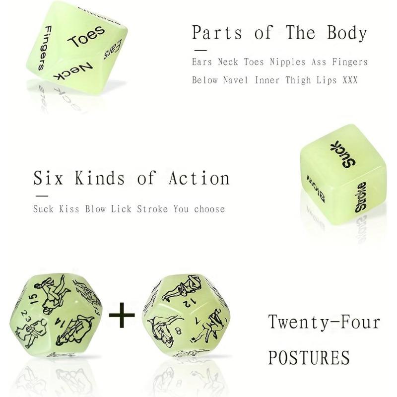 1 Set of 4 Marbled Engraved Glow-in-The-Dark Dice Set, Adult Polyhedral Game Accessories